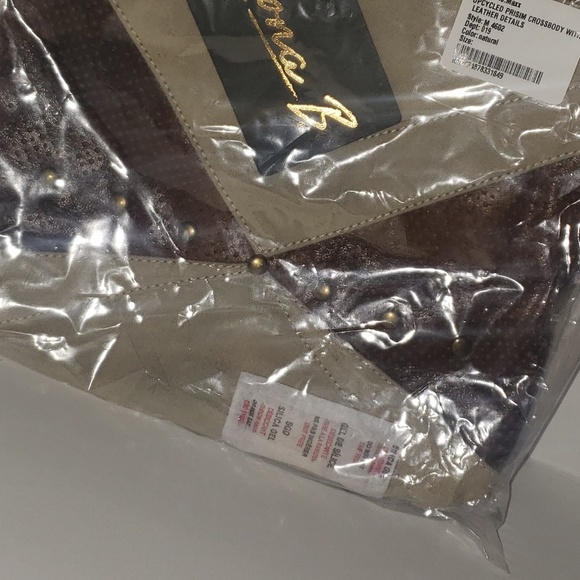 Mona B. Crossbody Bag NWOT brown tan Upcycled - Picture 6 of 8